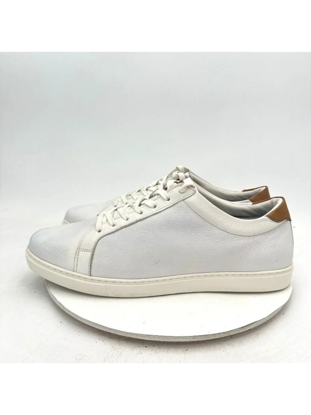Allen Edmonds Courtside Men 13 3E White Leather Brown Accent Sneakers